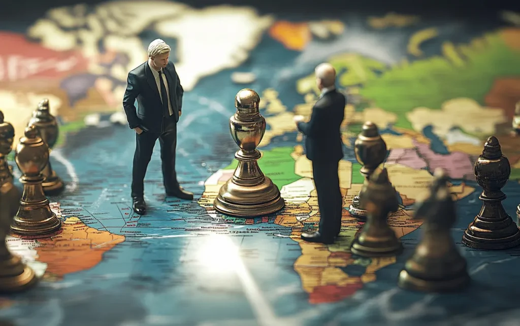 Szachownica symbolizująca strategiczne negocjacje między firmami